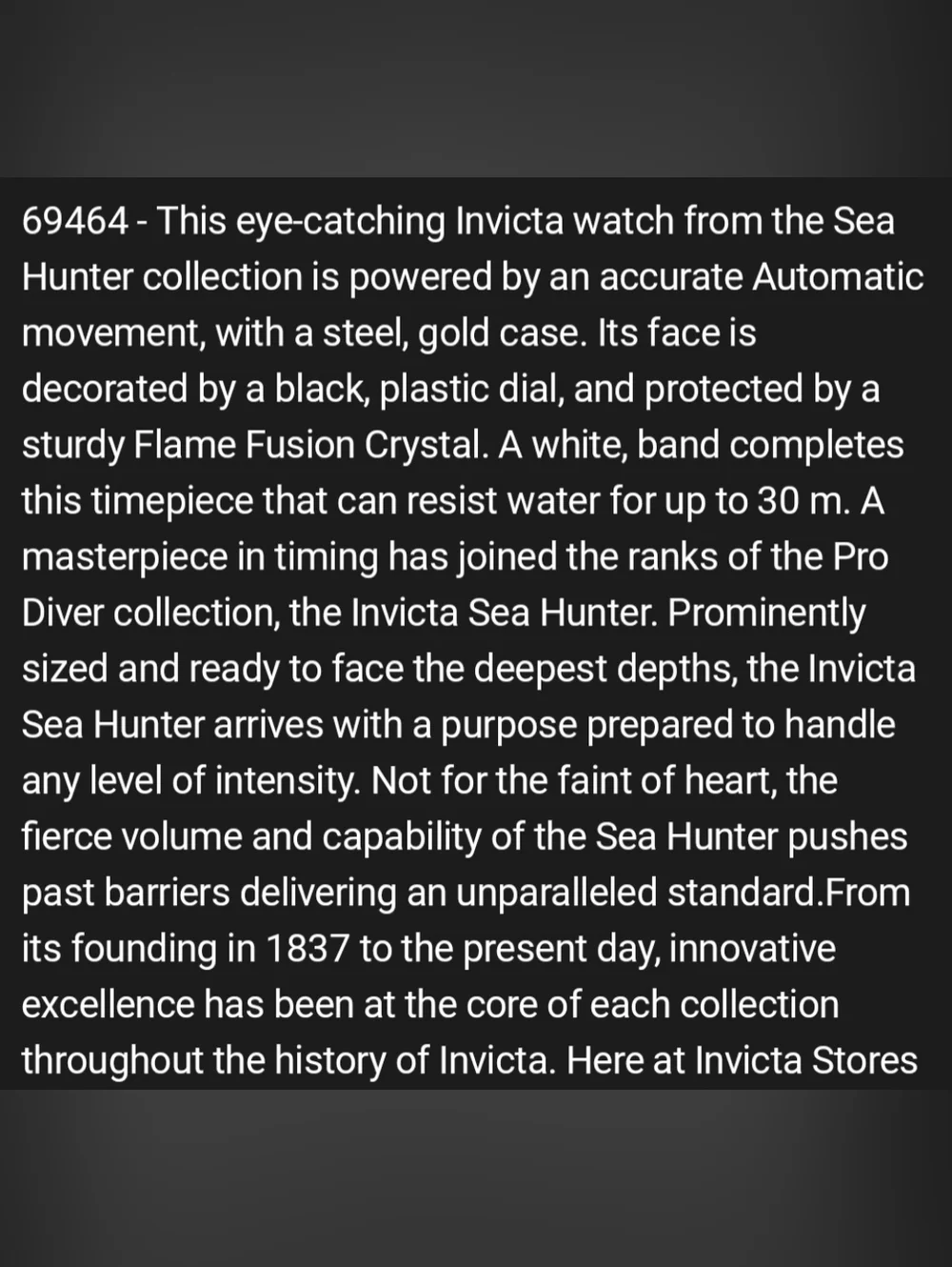 69464 Invicta Sea Hunter Obsidian Automatic Men's Watch w/ Skeleton Dial 44mm